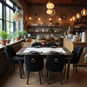 Black Go Marble Dining Set