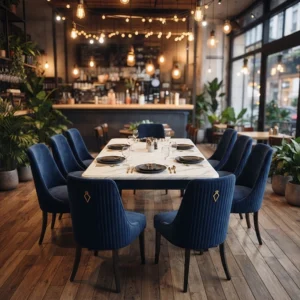Blue Velvet Dining Set