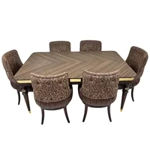 Brown Dining Table Set with 6 Chairs