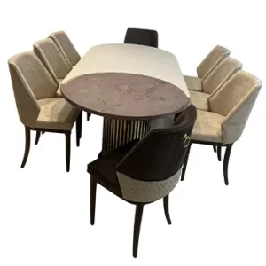 Circular Dining Table Set with 6 Chairs