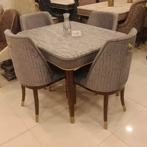 Compact Brown Dining Table Set with 4 Chairs