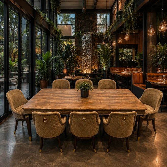 Elegant Brown Dining Table Set - Image 2