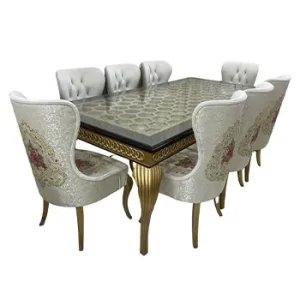 Luxury 9-Piece Dining Set with Glass Table