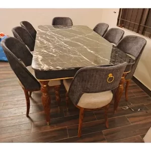 Marble Top Dining Table Set with 6 Chairs
