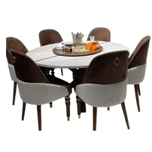 Modern 6-Seater Round Dining Table Set