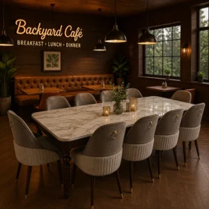Modern Grey Dining Table Set with Chairs