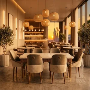 Modern Marble Dining Table Set with 6 Chairs