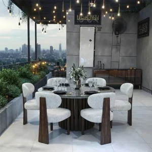 Wood-Style Dining Table Set with 6 Chairs