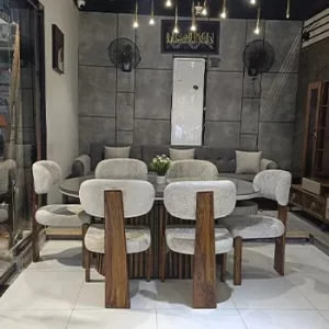 Wood-Style Dining Table Set with 6 Chairs